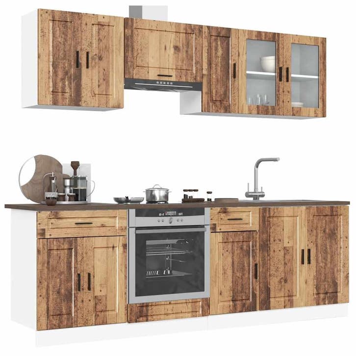 vidaXL 8-delige Keukenkastenset Kalmar bewerkt hout oud, Maison & Meubles, Armoires | Autre, Envoi