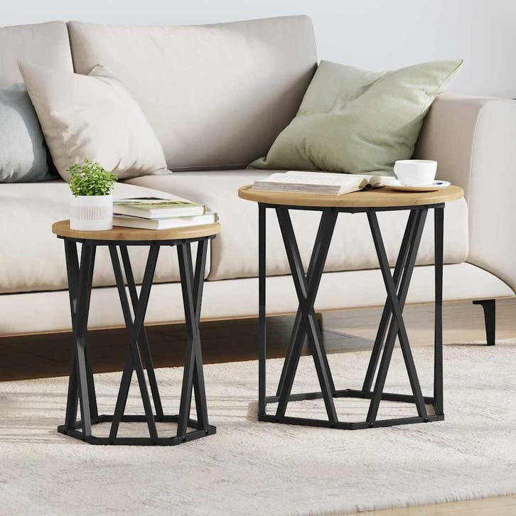 vidaXL Salontafel 2 st Artisan Eiken 50 x 50 x 50 cm, Huis en Inrichting, Tafels | Salontafels, Nieuw, Verzenden