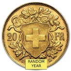 Suisse. Swiss Gold 20 Francs Vreneli Helvetia (Random Year)