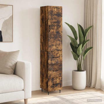 vidaXL Kast Set 2 st 33 x 34,5 x 90 cm Bewerkt hout Gerookt, Huis en Inrichting, Verzenden, Nieuw
