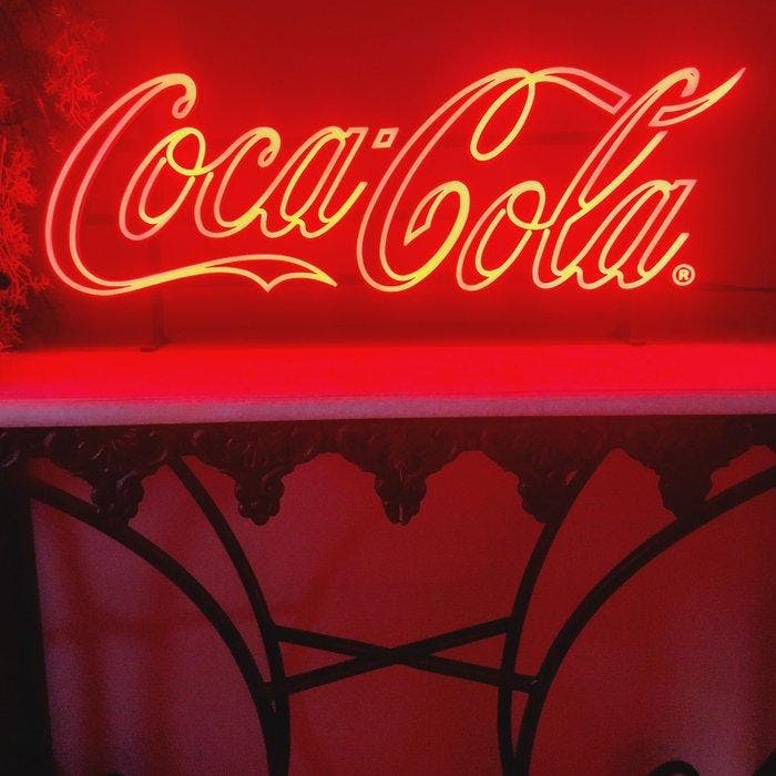 Coca-Cola - Enseigne publicitaire - Enseigne lumineuse avec, Antiek en Kunst, Antiek | Wandborden en Tegels