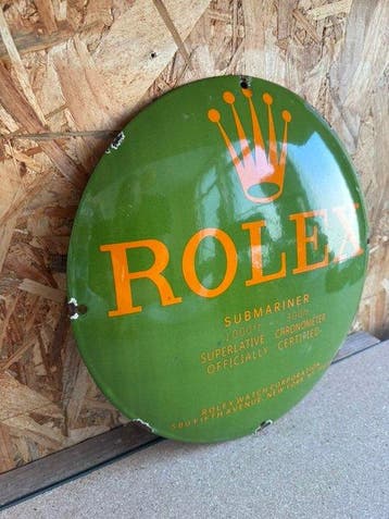 Prachtige geëmailleerde ROLEX-plaat - 30 cm - Vintage -, Antiquités & Art