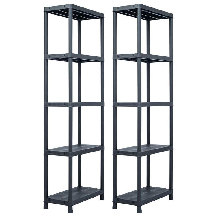 vidaXL Opbergrekken 2 st 125 kg 60x30x180 cm kunststof zwart, Maison & Meubles, Armoires | Étagères, Envoi
