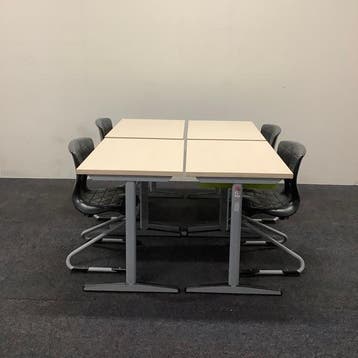 complete schoolset 4 stuks tafels + 4 stuks stoelen, merk, Huis en Inrichting, Gebruikt, Grijs, Eén