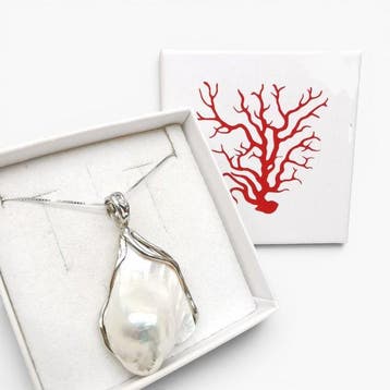 Perle - Argent 925 - Collier avec pendentif - fonderie à, Antiquités & Art