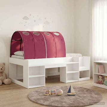 vidaXL Jeugdbed Frame Hoog met Opbergruimte 3 st Wit en Rood, Huis en Inrichting, Verzenden, Nieuw