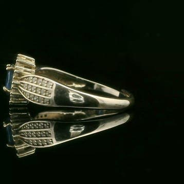 Saffier - Zilver, S925 zilveren saffier verstelbare ring -