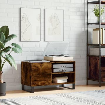 vidaXL Platenkast 85x38x48 cm bewerkt hout gerookt, Huis en Inrichting, Woonaccessoires | Cd- en Dvd-rekken, Verzenden, Nieuw