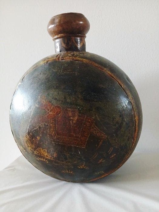 Indiase waterkan met handgeschilderde Mughal scène. - Tin,, Antiek en Kunst, Kunst | Niet-Westerse kunst