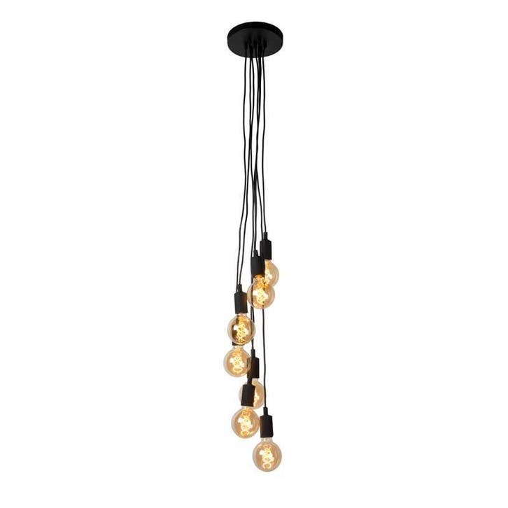 Hanglamp Lucide FIX MULTIPLE -  - 7xE27 - Zwart -, Maison & Meubles, Lampes | Suspensions, Envoi