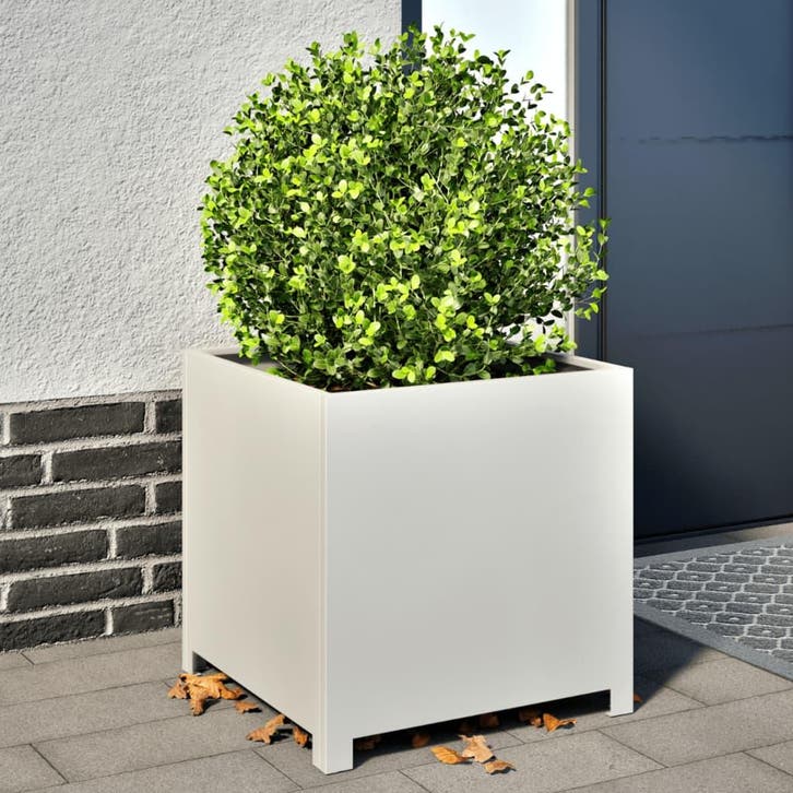 vidaXL Plantenbak 50x50x50 cm staal wit, Tuin en Terras, Bloempotten, Nieuw, Verzenden