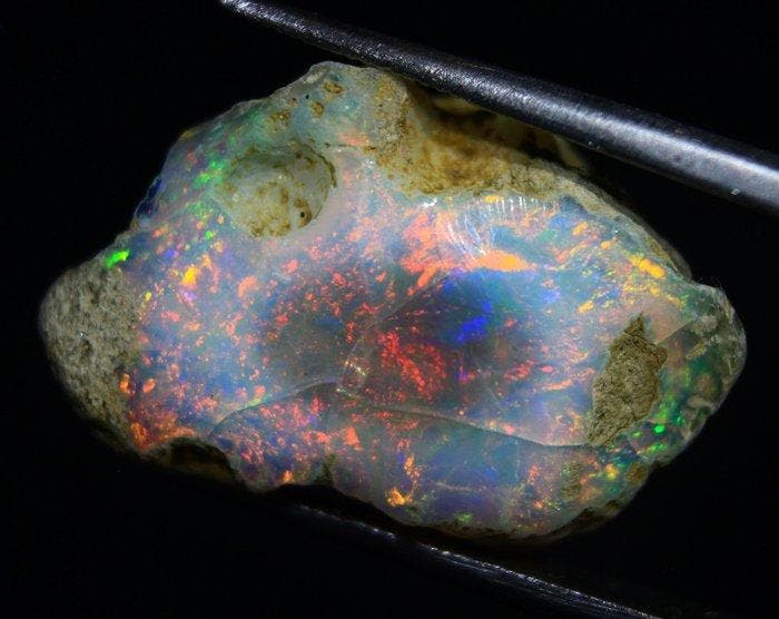Gratis verzending - 14,00 ct. Topkleur Ethiopisch Opaal -, Verzamelen, Mineralen en Fossielen