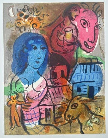 Marc Chagall (1887-1985) - Composition with Blue Woman, Antiek en Kunst