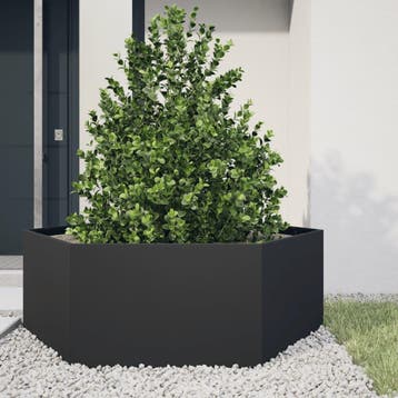 vidaXL Plantenbak zeshoek 138x120x45 cm staal zwart, Tuin en Terras, Verzenden, Nieuw