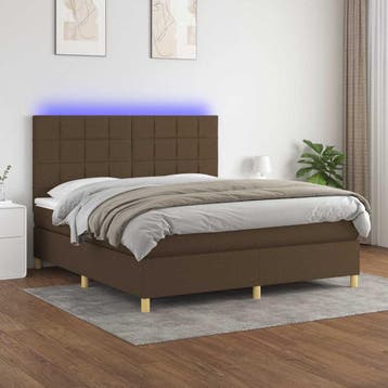 vidaXL Boxspring met matras en LED stof donkerbruin 160x200, Verzenden, Nieuw