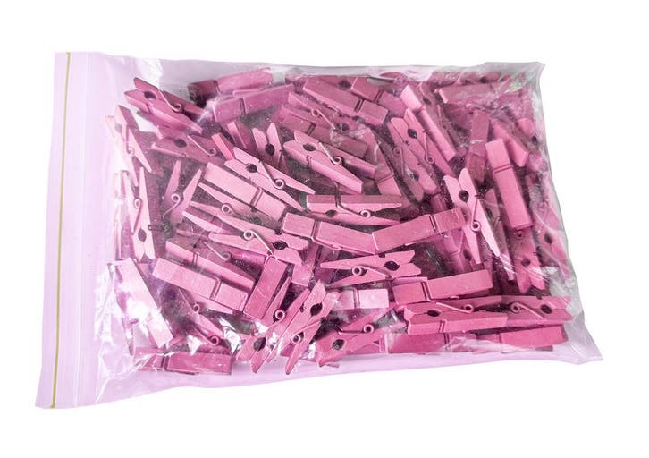 Set van 100 kleine wasknijpers van hout (35 mm, roze), Doe-het-zelf en Bouw, Gereedschap | Overige machines, Nieuw, Verzenden