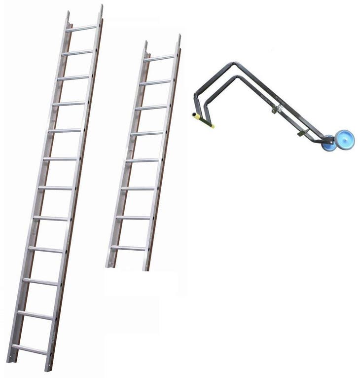Solide dakladderset met nokhaak 5m, Bricolage & Construction, Échelles & Escaliers, Enlèvement ou Envoi
