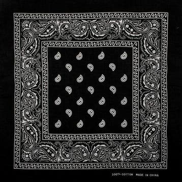 Haarband Bandana Zakdoek 55cm – Paisley Print – Zwart, Nieuw