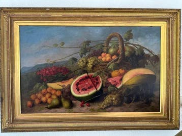 Jose M Corchon (XIX) - Fruitstilleven met vaas, Antiquités & Art