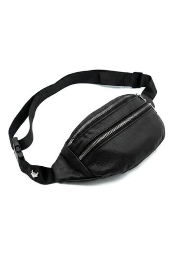 KIMU® Heuptas Zwart Twee Ritsen Echt Leer Fanny Pack met Voo, Handtassen en Accessoires, Tassen | Damestassen, Ophalen of Verzenden