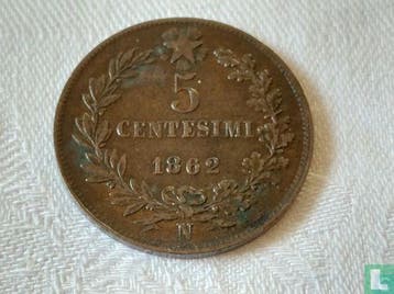 Italië 5 centesimi 1862, Verzenden, Italië, Losse munt