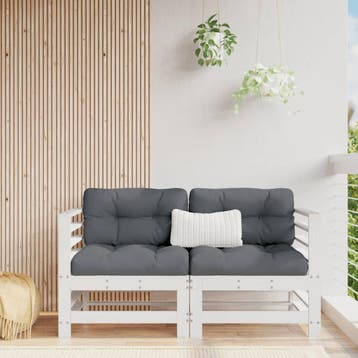 vidaXL Tuinhoekbanken 2 st massief grenenhout wit, Verzenden, Nieuw