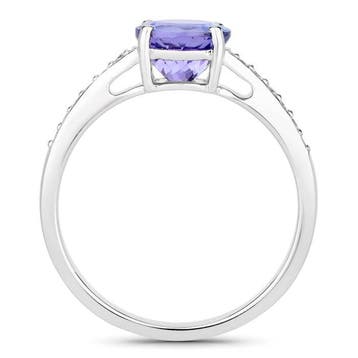 Ring - 14 karaat Witgoud - 1.27ct. tw. Tanzaniet - Diamant -, Handtassen en Accessoires, Nieuw