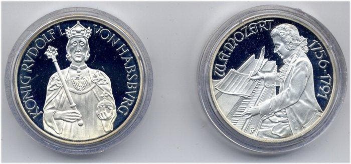 Oostenrijk. 100 Schilling 1991 set of 2 proof silver coins, Postzegels en Munten, Munten | Europa | Niet-Euromunten