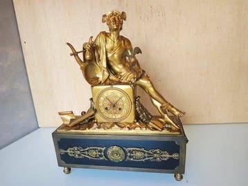 Figurale pendule Empire - Verguld brons - 1800-1850 - Ermes, Antiek en Kunst