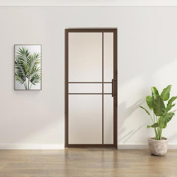 OUTLET: Stalen taatsdeur Brons 6 Vlaks Mat glas Luxe design, Overige typen