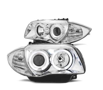PHARES BMW E81 E87 E82 E88 ANGEL EYES CCFL FOND CHROMÉ, Auto-onderdelen, Verzenden