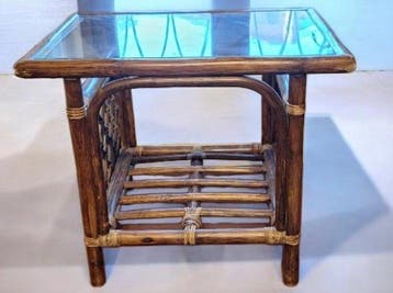 Table basse - Rotin, Verre - Table basse en rotin
