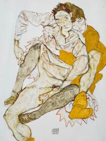 Egon Schiele - Coppia seduta, 1917
