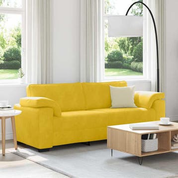 vidaXL 3-zitsbank / zetel Geel 220x77x82 cm Fluweel, Verzenden