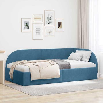 vidaXL Hoek Bed Frame met hoofdeinde Blauw 90 cm x 200 cm, Verzenden, Nieuw