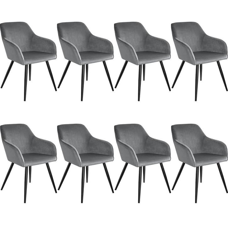 tectake Eetkamerstoel Marilyn fluweellook, zwarte stoelpoten, Huis en Inrichting, Stoelen, Verzenden