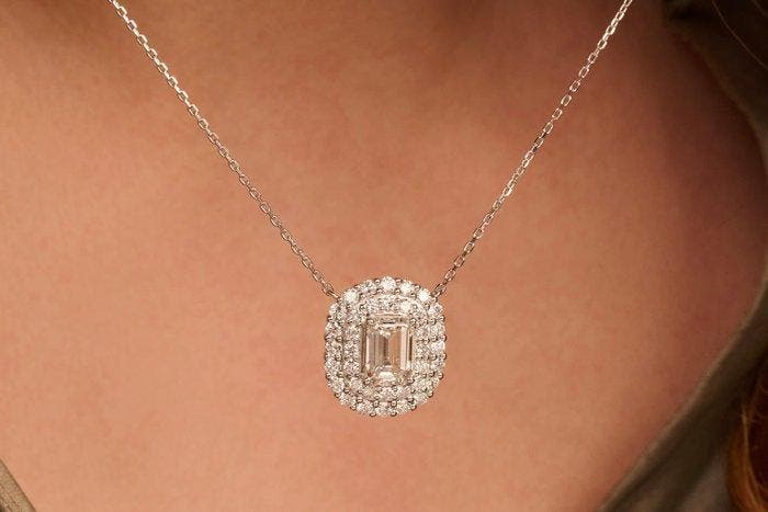 Halsketting - 14 karaat Witgoud - 2.62ct. tw. Diamant, Handtassen en Accessoires, Kettingen