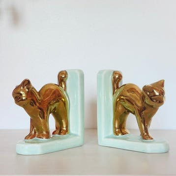 ODYV - Boekensteunen (2) - Gouden Katten - Faience