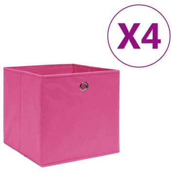 vidaXL Opbergboxen 4 st 28x28x28 cm nonwoven stof roze, Verzenden, Nieuw