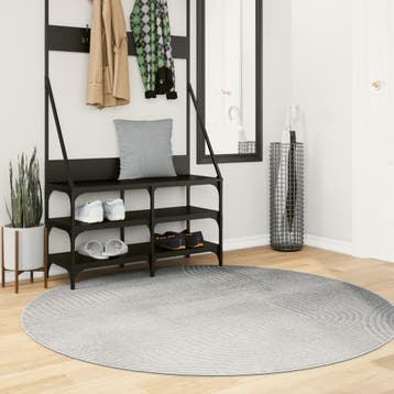 vidaXL Vloerkleed IZA laagpolig Scandinavisch Ø 160 cm grijs, Verzenden, Nieuw
