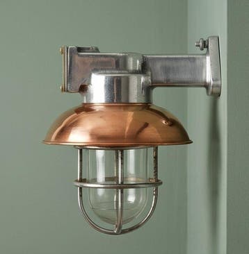 Wandlamp - Koper, Glas, Metaal - Industrieel kooi-lamp