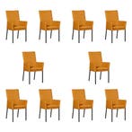 Set van 10 Leren eetkamerstoelen Royal - Toledo Leem, Ophalen of Verzenden, Nieuw, Leer, Eén