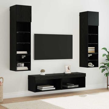 vidaXL TV Wand Eenheid 6 st Zwart Eiken Bewerkt hout, Verzenden, Nieuw