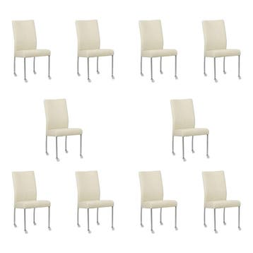 Set van 10 Leren eetkamerstoelen Comfort met wieltjes -, Huis en Inrichting, Ophalen of Verzenden, Nieuw, Leer, Eén