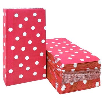 Fako Bijoux - 50 Rode Uitdeelzakjes Met Stippen - 13x8x24cm, Verzenden