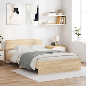 vidaXL Bedframe met hoofdeinde sonoma eikenkleurig 120x200, Verzenden, Nieuw