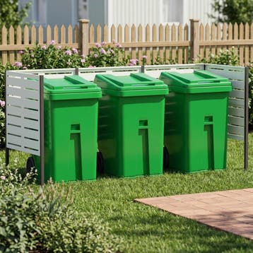 vidaXL Vuilnisbak Scherm 249 x 85 x 113 cm Staal Wit, Tuin en Terras, Verzenden, Nieuw
