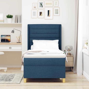vidaXL Boxspring bed met matras met hoofdeinde Blauw 100 x, Huis en Inrichting, Verzenden, Nieuw