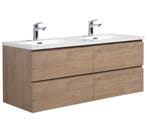 Badkamermeubel Set Angela 140cm Kastanje Eiken Badmeubel, Verzenden