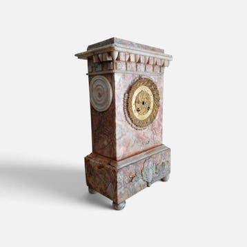 Portico klok - French pink marble ormolu portico -mantel